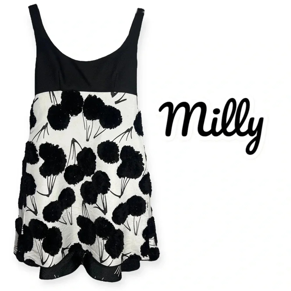 Milly black and white retro baby doll cocktail dress size 4 - Picture 3 of 13